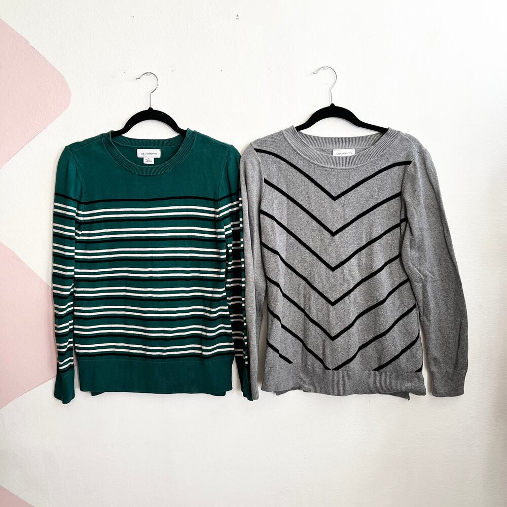 Liz Claiborne Striped Sweater Bundle Lot Classic Casual Preppy Small